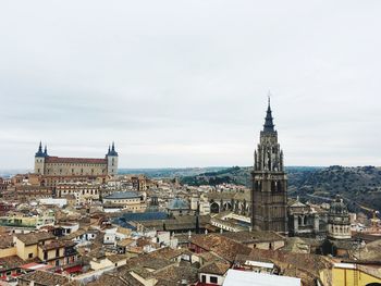 High angle view of buildings in city