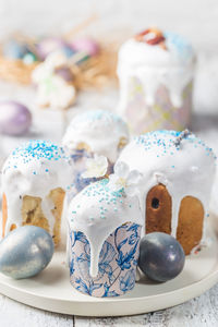 Close-up of christmas decorations on table