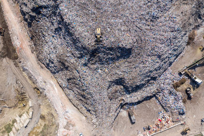 High angle view of rock on beach