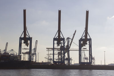 Cranes at port of hamburg