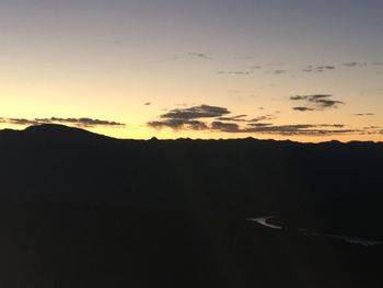 Scenic view of mountains at sunset