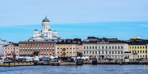 View of cathedral in city against sky