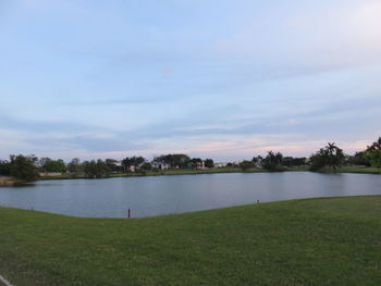 Scenic view of lake against sky