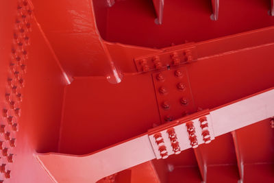 High angle view of red text
