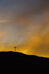 Scenic view of silhouette landscape against sky during sunset