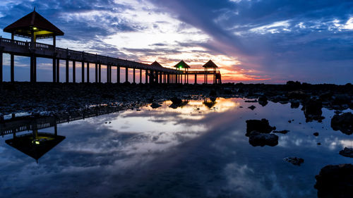 Scenic view of sea against sky at sunset