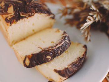 Close-up of chocolate cake in plate