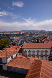 High angle view of townscape against sky