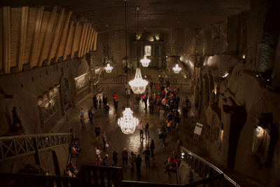 High angle view of crowd in city