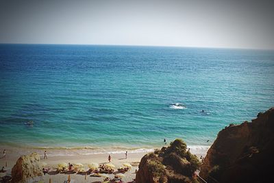 High angle view of calm blue sea