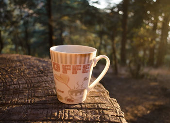 Close-up of coffee cup on table