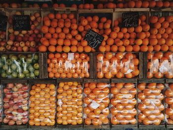 Full frame shot of fruits for sale in market