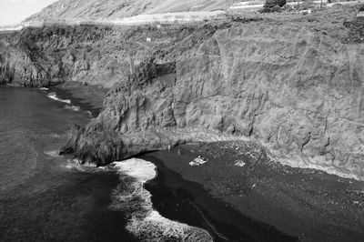 High angle view of rocks on beach