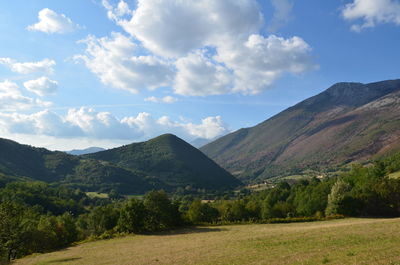 Scenic view of mountains against sky