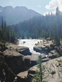 Scenic view of rocky mountains against sky