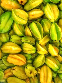 Full frame shot of starfruit for sale in market