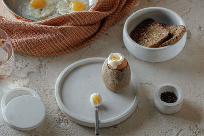 High angle view of food on table