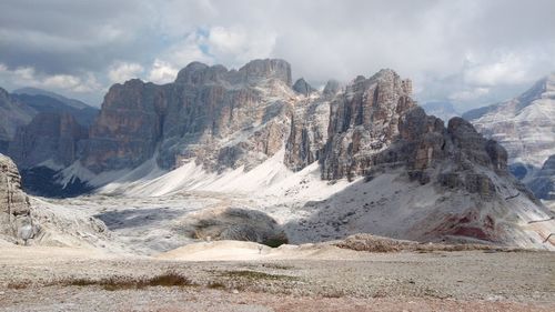 Scenic view of rocky mountains against sky