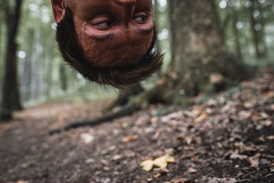 Close-up of man in forest