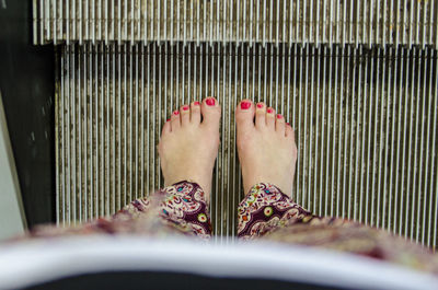 Low section of women with painted toenail