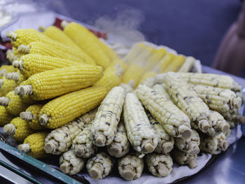 High angle view of vegetables for sale in market