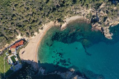 Blue water beach cove of the mediterranean sea, on the costa brava of spain