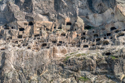 Cave monastries on cliff in vardzia, georgia.