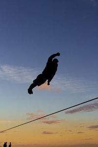 Low angle view of bird flying against sky