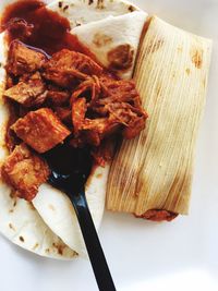 Close-up of meat in plate