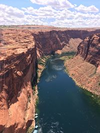 Scenic view of river amidst rock formations against sky