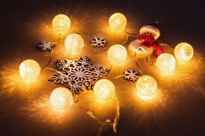 Close-up of illuminated christmas lights