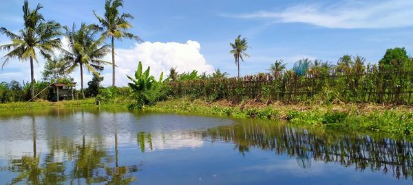 Scenic view of lake against sky