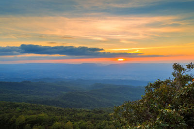 Scenic view of landscape against sky during sunset