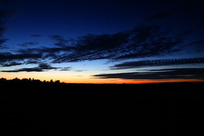 Scenic view of silhouette landscape against sky at sunset