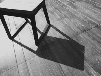 Close-up of shadow on hardwood floor