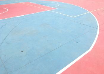 High angle view of basketball court