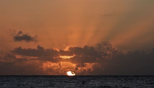 Scenic view of sea against dramatic sky