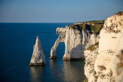 Panoramic view of sea against sky alabaster coast, Étretat, normandie, france.