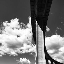 Low angle view of bridge against sky in city