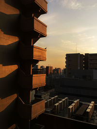 View of buildings at sunset