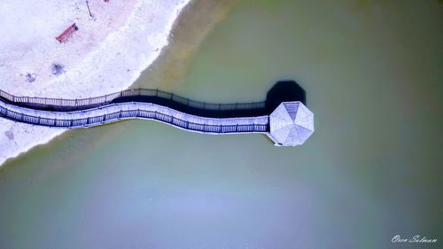 High angle view of blue sea water