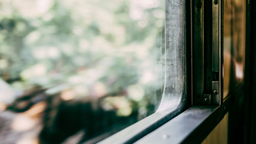 Close-up of train window