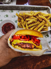 Close-up of hand holding food