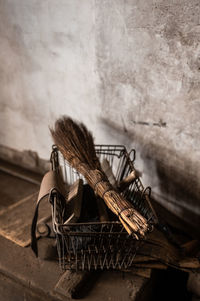 High angle view of bamboos