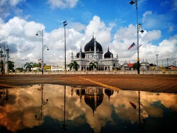 Reflection of church in water