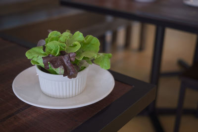 Close-up of dessert served on table