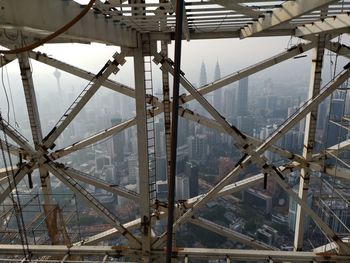 High angle view of crane at construction site