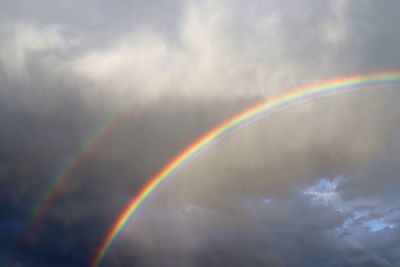 Low angle view of rainbow against sky