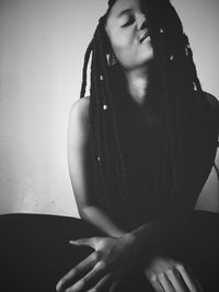 Young woman looking down