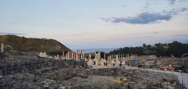 Old ruins against sky during sunset